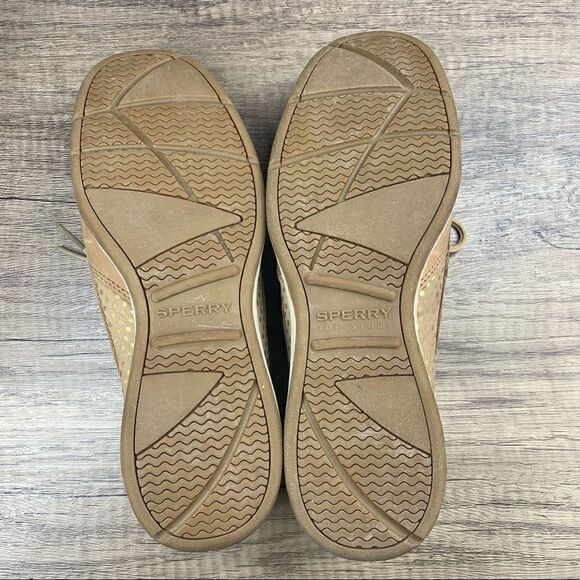 Sperry Top-Sider “Intrepid” Women's Leather~Dot Linen/Gold~Boat Shoes~Size 7.5 - Picture 10 of 11